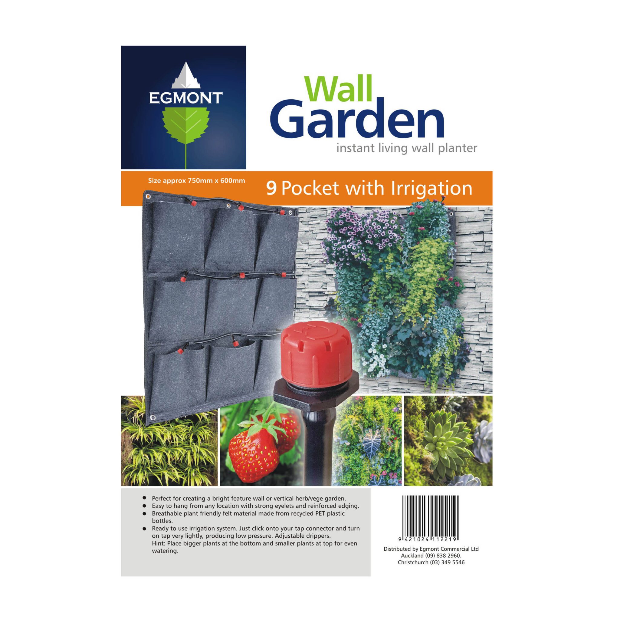 Retail Wall Garden 9 Pocket with Adjustable Dripper Irrigation